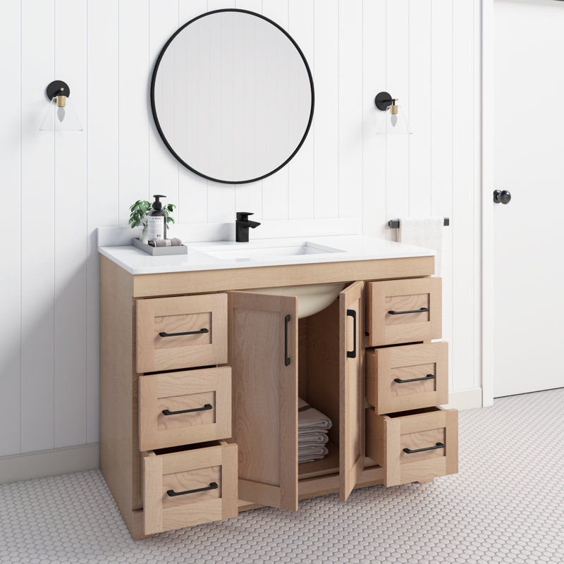 Mylo 49'' Single Bathroom Vanity with White Quartz Vanity Top Wayfair